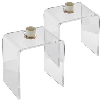VEVOR Acrylic End Table 2-Piece C-Shaped Lucite Clear Side Tables for Living Room