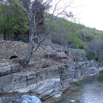 Mur de soutènement à pierre sèche Pégairolles de l'escalette