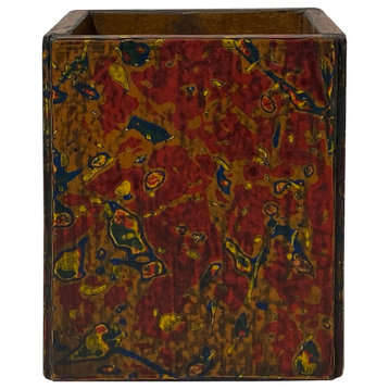 Handmade Red Multi-Layer Lacquer Abstract Pattern Wood Holder Box Hws2025