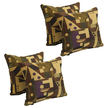 17" Tapestry Throw Pillows With Inserts, Set of 4, Tate Grape