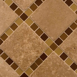 Brown Blend Glass And Tuscany Walnut Travertine - Tile