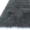 Ultra Soft Solid Faux Fur Danso Area Rug by Loloi, Graphite, 5'x7'6"