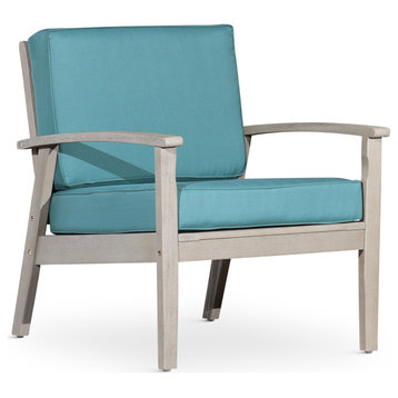 DTY Outdoor Living Longs Peak Eucalyptus Chair W/ Cushions, Driftwood Gray, Sage