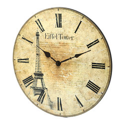 Effiel Tower Tribute Decorative Antique Designed Dial Clock - Wall Clocks