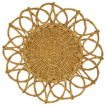 Twisted Rattan Design Table Placemats, Set of 4, Caramel, 15"