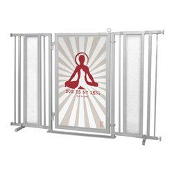 Fusion Gates - Fusion Gate with Dog Is My Zen Design, Satin Nickel, 60"-65" - Dog Gates