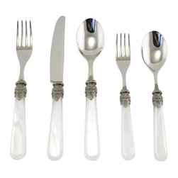Arvind Group - Napoleon 5-Piece Place Setting, White - Flatware And Silverware Sets