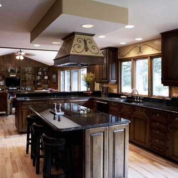 Traditional Kitchen - Medium Brown Wood Cabinets & Granite Tops With an Ogee Edg