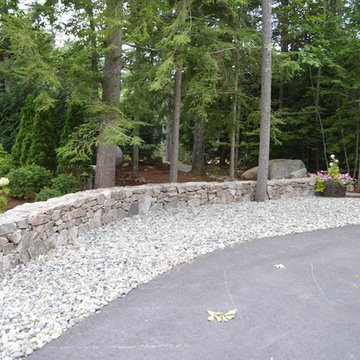 Ossipee Mountain Stone Wall with River Rock lined Driveway