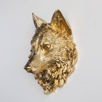 Wolf Head Wall Mount, Gold