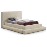 Meridian Furniture - Dane Teddy Fabric Full Bed, Beige, Twin - Bring a brand new look to your personal bedroom sanctuary with this Dane teddy fabric bed. The soft faux shearling teddy fabric feels gentle and soothing to your back as you read or watch TV in bed. Neutral beige makes this bed an easy-to-coordinate option with other furnishings, and a stacked frame design ensures a pleasantly modern aesthetic from every angle. Construction with premium engineered wood material ensures lasting quality and performance.