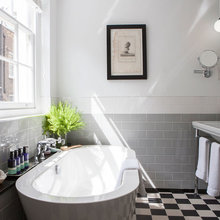 grey black white bath