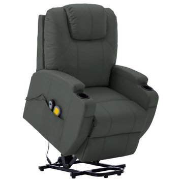 vidaXL Power Lift Recliner Chair for Home Theater Anthracite Faux Leather