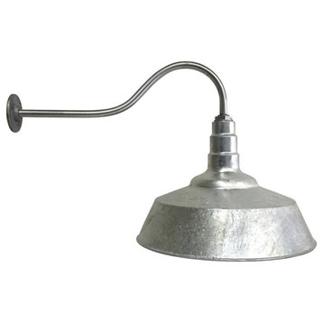 20" Steel Shade, 23" Gooseneck Barn Light, Galvanized, Standard - No Bulb