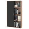 Atlin Designs 8 Cubby 35" Sliding Door Bookcase in Rustic Brown and Graphite