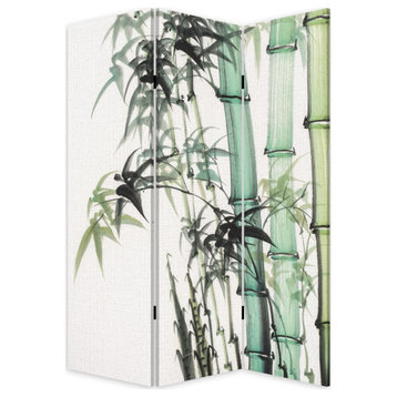 Three Panel Reversible Bamboo Art Room Divider Screen