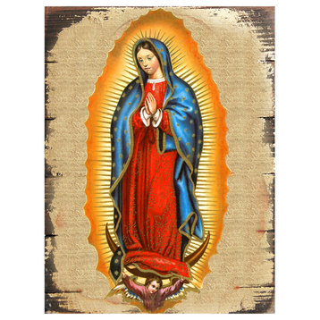 Icon Lady Of Guadalupe Wall Art On Wood, 16 Inch