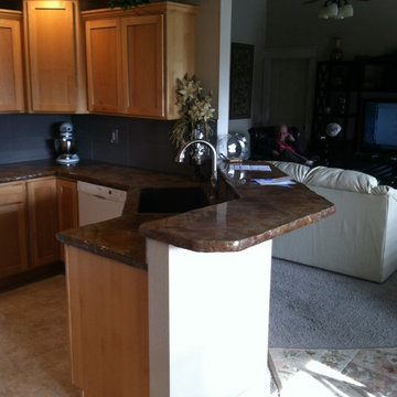 Concrete countertop overlay. Applied over old Formica