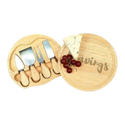 "Cravings" 8 in. Wood Gourmet 5-Piece Cheese Board Set - Cheese Boards And Platters