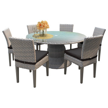 Monterey 60" Outdoor Patio Dining Table with 6 Armless Chairs,Black