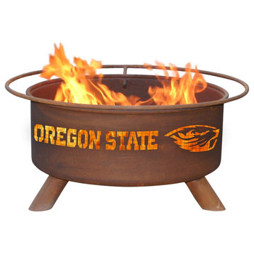 Customizable NCAA Logo Fire Pit, Rust Patina, Oregon State