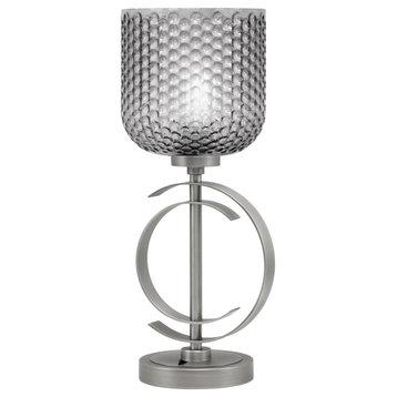 1-Light Table Lamp, Graphite Finish, 7" Smoke Textured Glass
