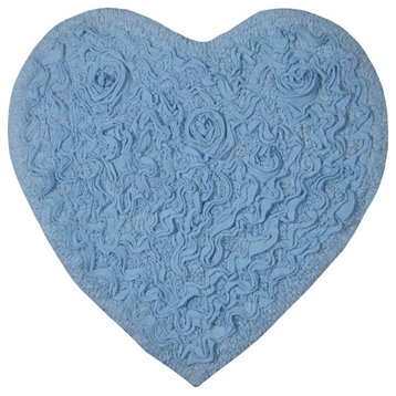 Bell Flower Collection Tufted Non-Slip Bath Rugs, 25"x25", Sky Blue