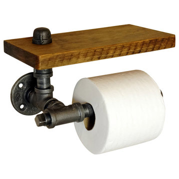 Rustic Wall Mounted TP Holder With Shelf