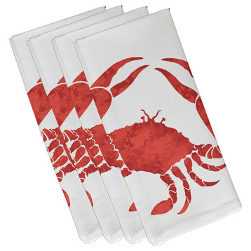 Crab, Animal Print Napkin, Coral, Set of 4
