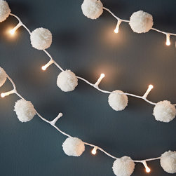 White Pom Pom Light Up Garland - Wreaths And Garlands