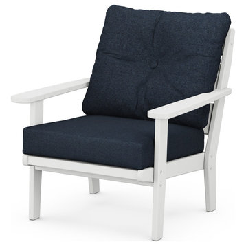 Lakeside Deep Seating Chair, White/Marine Indigo