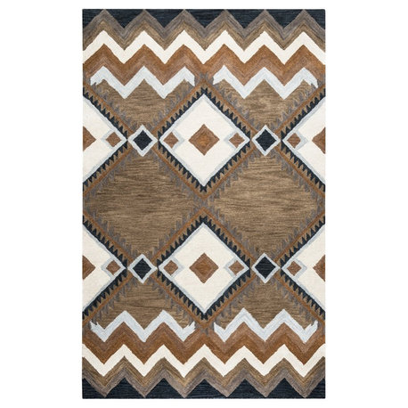 Alora Decor Pueblo 3' x 5' Tribal Multi/Navy/Dk Taupe/Camel Area Rug