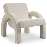 Meridian Furniture - Corduroy Fabric Upholstered Accent Chair, Cream - Enhance the visual appeal of your living space with the exquisite Corduroy Fabric Accent Chair. This distinct piece is upholstered in a luxurious, soft cream corduroy fabric that feels plush to the touch. The half-rounded arms of the chair are designed to provide maximum comfort and add a touch of sophistication to its unique style. With its beautiful design and exceptional comfort, this accent chair is sure to be a statement piece in any room of your home.