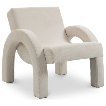 Corduroy Fabric Upholstered Accent Chair, Cream