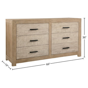 Roux 6-Drawer Dresser, Light Warm Wash