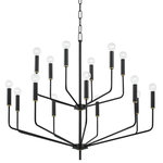 Mitzi by Hudson Valley Lighting - Bailey 15-Light Chandelier Aged Brass/Soft Black - Bailey is not your traditional candelabra, in fact, she's had quite the glow up. Svelte arms extend upwards to greet metal candlesticks and globe bulbs, all hanging gracefully from a delicate chain. Designed with you in mind, Bailey is available in six, eight, or 15-light options. Working with a long dining room table? Place two of the six-light versions at least 2.5' apart. Finish options include aged brass, polished nickel, and soft black.