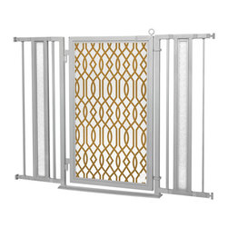 Fusion Gates - Fusion Gate with Gold Lattice Design, Satin Nickel, 36"-52" - Baby Gates And Child Safety