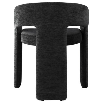 Rendition Plush Fabric Upholstered Dining Chair, Black