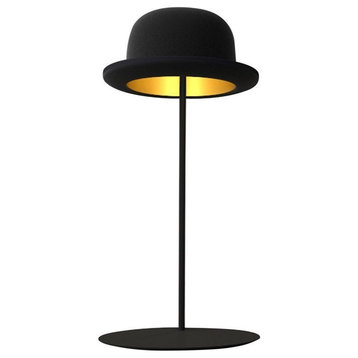 Maklaine Modern Iron Bowler Hat Table Lamp with Gold Lining