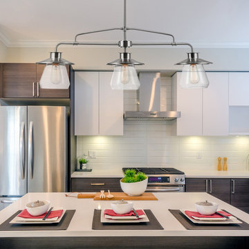 Nate 3-Light Chandelier, Brushed Steel, Clear Glass Shades