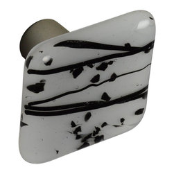 CKP - Art Glass Knob, Black Confetti, Dull Brushed Nickel Base - Cabinet And Drawer Knobs