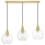 Livex Lighting - Downtown 3 Light Satin Brass Sphere Linear Chandelier - Bring a refined lighting style to your interior with this downtown collection three light linear chandelier. Shown in a satin brass finish with clear sphere glass.