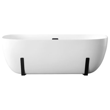 OVE Decors Sayuri Freestanding 63" Acrylic Flatbottom Bathtub in White
