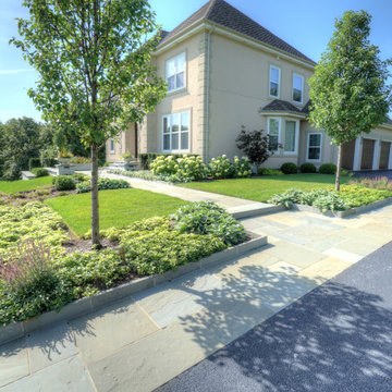 Hawthorn Woods Colonial - Entry Courtyard and Fireplace Terrace