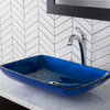 Irruption Blue Rectangle Glass Vessel Bathroom Sink