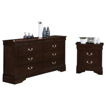 Coaster Louis Philippe 2PC Set with Dresser and Nightstand in Brown