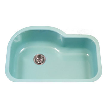 Porcela Series Offset Single Kitchen Sink, 31", Mint