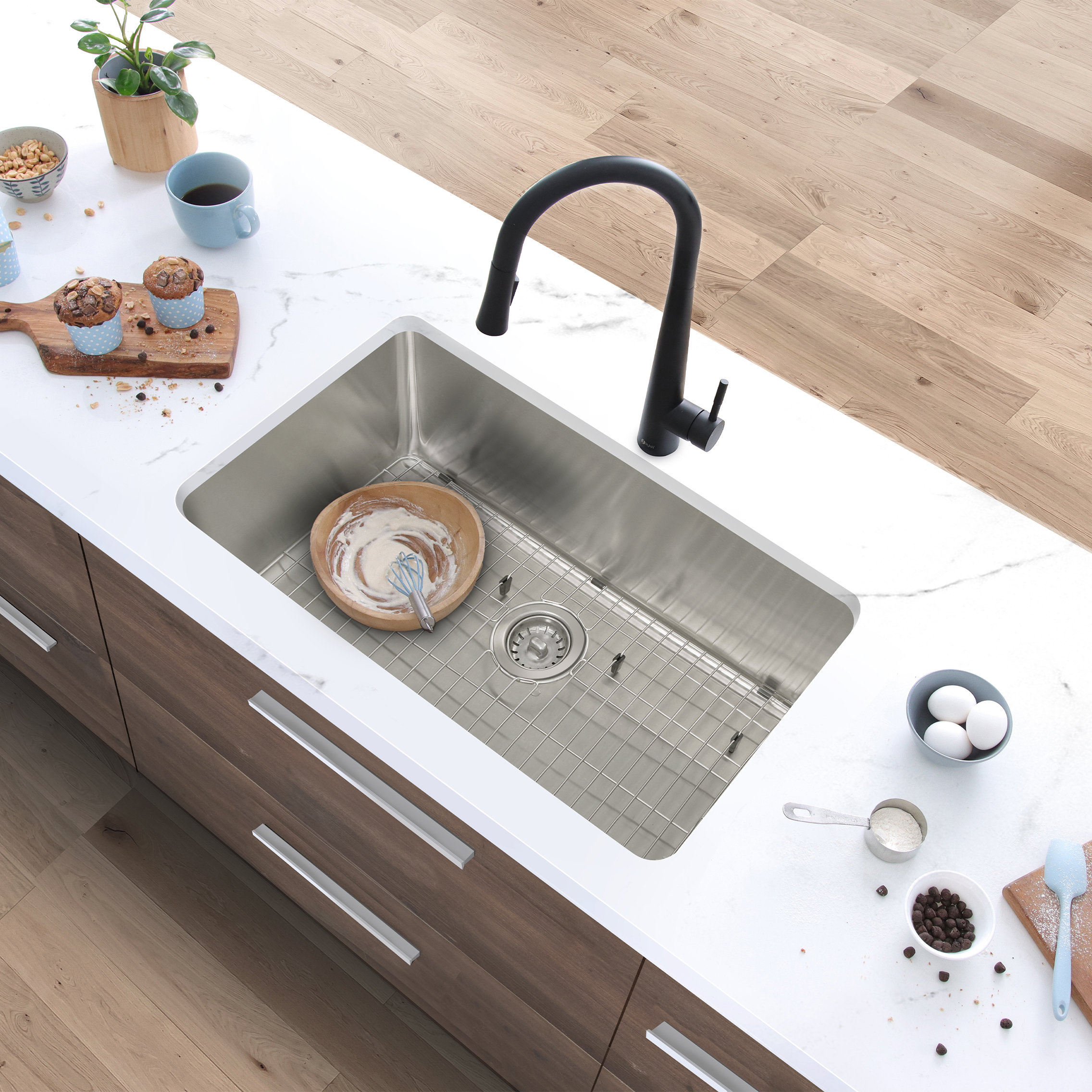 STYLISH 30 inch Single Bowl Dual Mount Stainless Steel 18 Gauge Kitchen Sink