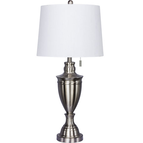 Classic Urn Metal Table Lamp - Brushed Steel