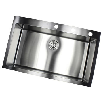36" Drop-In/Top-Mount Stainless Steel Single Bowl Kitchen Sink
